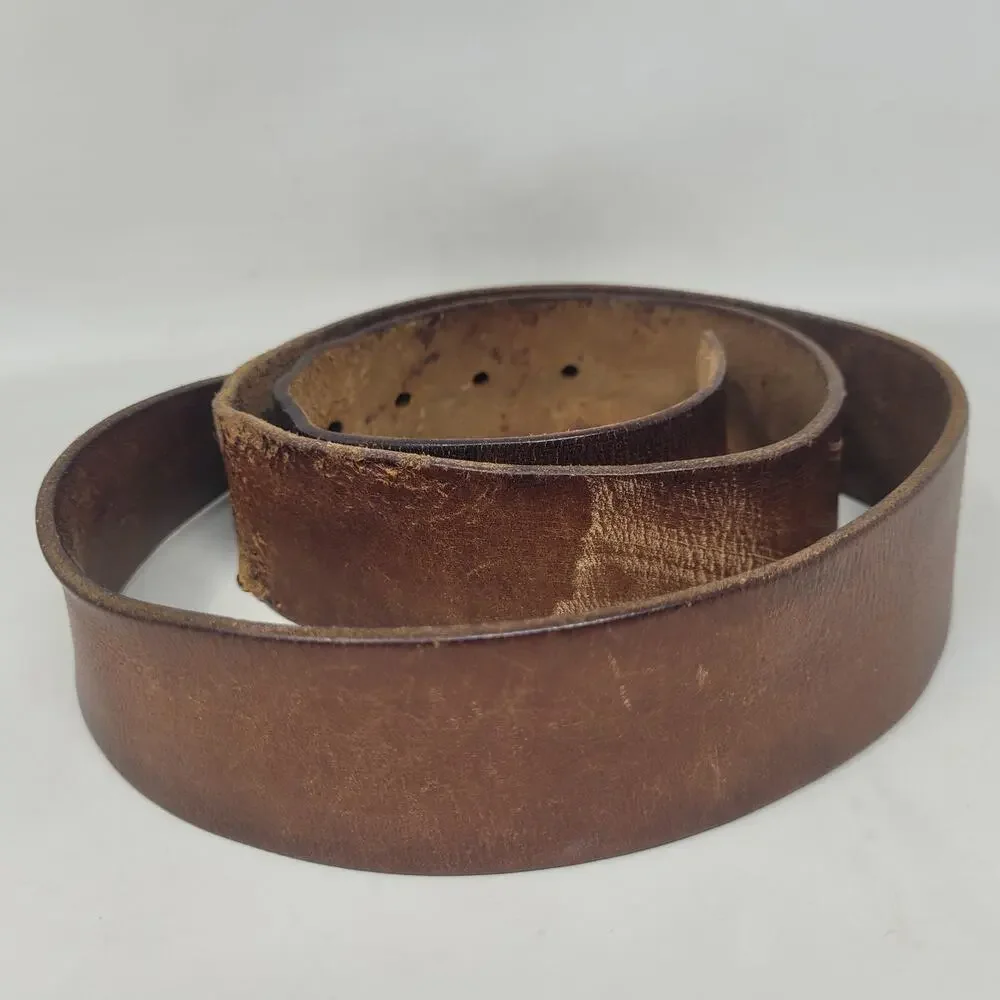 American Eagle Outfitters Belt 40 Brown Leather Logo Distressed Rugged Utility